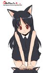  animal_ears brown_eyes cat cat_ears copyright_request dress long_hair oekaki onija_tarou red_eyes short_dress solo 