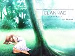  brown_hair clannad closed_eyes dress game_cg girl_from_the_illusionary_world grass hinoue_itaru long_hair lying nature solo 