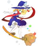  blonde_hair broom broom_riding broom_surfing green_eyes kazune_(baumkuchen) kirisame_marisa solo touhou 