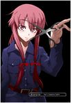  artist_request colorized comic gasai_yuno hands long_hair mirai_nikki pink_eyes pink_hair scissors solo yandere 