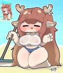  2025 2_horns 4_fingers :3 absurd_res accessory animal_humanoid areola artist_name bangs barefoot beach big_breasts blue_bottomwear blue_clothing blush blush_lines bottomwear breasts broom brown_ears brown_hair chibi cleaning_tool clothed clothed_female clothed_humanoid clothing collarbone colored curled_fingers deer deer_humanoid diana_(trickcal) digital_drawing_(artwork) digital_media_(artwork) epid_games erect_nipples eyebrows eyelashes eyes_closed feet female fingers footwear furgonomics glistening glistening_breasts glistening_thighs hair hand_behind_back hi_res holding_broom holding_cleaning_tool holding_object horn horn_accessory horn_wraps horned_humanoid humanoid inner_ear_fluff kneeling long_hair mammal mammal_humanoid mature_female mature_humanoid navel nervous nipples no_bra official_art open_mouth pink_areola pink_nipples pose reference_image rosy_cheeks sand sandals sea shoes shorts shortstack signature skindentation solo text thick_thighs tonytoran topwear translucent translucent_clothing translucent_topwear trickcal tuft water wet wet_clothing wet_topwear white_clothing white_inner_ear_fluff white_topwear wide_hipped_female wide_hipped_humanoid wraps yoga_shorts 