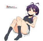  ahoge copyright_request lying oekaki onija_tarou pink_eyes purple_hair socks solo twintails 