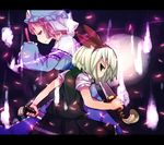  bad_id bad_pixiv_id fire flame floating from_side ghost hat hitodama konpaku_youmu konpaku_youmu_(ghost) kusada_souta looking_at_viewer looking_to_the_side mob_cap multiple_girls pink_hair profile puffy_short_sleeves puffy_sleeves saigyouji_yuyuko short_hair short_sleeves touhou upper_body 