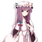  bad_id bad_pixiv_id book hat lasa_(2percent) pajamas patchouli_knowledge purple_eyes purple_hair ribbon solo touhou 