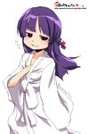  braid copyright_request japanese_clothes long_hair oekaki onija_tarou pink_eyes purple_hair scratching solo 