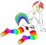  anthrofied ass_up bent_over big_breasts breasts butt clothed clothing cutie_mark equine female friendship_is_magic fur hair hooves inviting kneeling legwear looking_at_viewer looking_back mammal multi-colored_hair my_little_pony original_character panties pegasus plain_background presenting presenting_hindquarters rainbow_dash_(mlp) rainbow_legwear raised_tail red_bottomwear side_boob skimpy smile socks solo striped_legwear toeless_socks topless underwear voxix white_background white_feathers white_fur wings yellow_eyes 