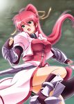  armor blue_eyes diesel-turbo long_hair lyrical_nanoha mahou_shoujo_lyrical_nanoha mahou_shoujo_lyrical_nanoha_a's pink_hair ponytail signum solo 