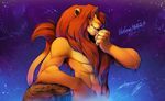  abs anthro anthrofied disney feline grin jesonite lion male muscles nude saiyagina simba solo the_lion_king young 