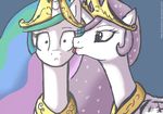 crown duo equine female feral friendship_is_magic gold hair horn horse licking looking_at_viewer mammal my_little_pony necklace pony princess_celestia_(mlp) princess_molestia_(mlp) purple_eyes purple_hair sparkles square_crossover surprise tongue tongue_out winged_unicorn wings 