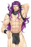  braid earrings horns jewelry jojo_no_kimyou_na_bouken kars_(jojo) kisarazu_tetsuya long_hair male_focus muscle purple_hair red_eyes solo 