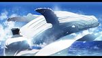  abaraya animal black_hair day hat jojo_no_kimyou_na_bouken kuujou_joutarou letterboxed long_coat male_focus ocean older solo whale 