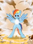  angry aura blue_body cutie_mark day dragon_ball dragon_ball_z equine female feral friendship_is_magic frown hair hi_res horse looking_at_viewer mammal multi-colored_hair my_little_pony outside parody pegasus pony purple_eyes rainbow_dash_(mlp) rainbow_hair rock smoke solo toxic-mario wings 