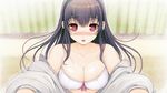  black_hair blush bra breasts game_cg kimi_to_kanojo_to_kanojo_no_koi. long_hair purple_eyes sone_miyuki tsuji_santa underwear 