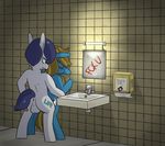  absurd_res balls bathroom big_ears blonde_hair blue_eyes blue_fur blue_hair blueprint_(artist) blueprint_(character) crying cutie_mark english_text eyes_closed female forced fur hair hi_res inside male mirror my_little_pony public rape sex sink standing straight text white_fur 