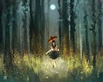  artist_name bad_id bad_pixiv_id black_hair dark forest full_moon glowing grass kurohal long_hair moon nature night original scenery school_uniform serafuku solo tree twintails umbrella 