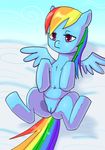  blue_fur chest_tuft cloud equine female feral friendship_is_magic fur hair half-closed_eyes mammal multi-colored_hair my_little_pony navel nude pegasus purple_eyes pussy rainbow_dash_(mlp) rainbow_hair sky solo spread_legs spreading tuft unknown_artist wings young 
