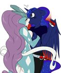 anthro anthrofied avante92 blue_eyes blue_hair blush breasts butt clothing crossover equine female friendship_is_magic hair horn horse kissing lesbian long_hair mammal my_little_pony nintendo pok&#233;ball pok&#233;mon pok&#233;morph pok&eacute;ball pok&eacute;mon pony princess_luna_(mlp) pussy suicune surprise video_games wings 