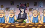  bad_id bad_pixiv_id baking_sheet breasts clone commentary_request cookie cookie_clicker crossover eyepatch eyewear_strap food glasses grandma_(cookie_clicker) head_scarf headgear kantai_collection medium_breasts multiple_girls old_woman oven_mitts piroya_(shabushabu) purple_hair rolling_pin school_uniform short_hair tenryuu_(kantai_collection) tray 