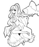  1girl artist_request breasts female full_body long_hair mamono_girl_lover monochrome monster_girl monster_girl_encyclopedia simple_background smile solo syannhai-doll thighhighs wight wight_(mamono_girl_lover) wight_(monster_girl_encyclopedia) 