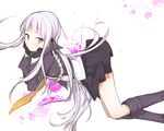  bad_id bad_pixiv_id boots braid danganronpa danganronpa_1 dress_shirt gloves hair_ornament hair_ribbon hands_on_own_face jacket kirigiri_kyouko long_hair looking_away minmii_(minmi078) necktie paint_splatter purple_eyes purple_hair ribbon shirt single_braid skirt socks solo 