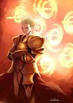  armor bad_id bad_pixiv_id blonde_hair earrings fate/zero fate_(series) gate_of_babylon gilgamesh hair_slicked_back highres jewelry male_focus red_eyes solo swd3e2 