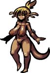  big_breasts black_sclera breasts brown_nipples brown_skin female long_breasts salamander shwig yellow_eyes 