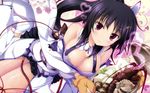  black_hair blush cleavage food hapymaher hatsuno_saki purple_software tsukimori_hiro 