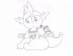  apron black_and_white cat_eyes chubby cute dragon friendship_is_magic joey-darkmeat male monochrome my_little_pony oven_mitts scalie shrug sitting slit_pupils solo spike_(mlp) 