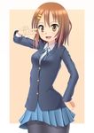  brown_eyes brown_hair hirasawa_yui k-on! pantyhose school_uniform short_hair tobirakaiho v 