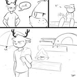  antlers camping cervine comic deer dialog female fire horn log male mammal slypon table tent text wood 