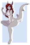  aimi anthro blue_eyes breasts female fish hair long_hair looking_at_viewer marine nude red_hair shark solo thresher_shark tonilyn 