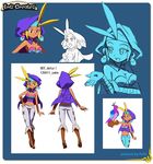  antenna_hair bird blonde_hair boots breasts brown_eyes bustier concept_art dark_skin hand_on_hip hood knee_boots kou_(makoto_yabe) large_breasts midriff pants shantae:_half-genie_hero shantae_(series) sky_(shantae) wrench_(shantae) wrist_wrap 