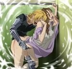  against_wall age_difference apron blonde_hair blush breasts brown_hair cum cum_drip cum_inside dress dripping edward_elric female from_behind fullmetal_alchemist hair human incest mother_and_son not_furry open_mouth prosthesis saliva sex shower time_paradox torso_grab trisha_elric 