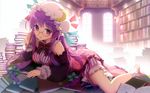  an2a book bow glasses hat long_hair patchouli_knowledge purple_eyes purple_hair touhou 