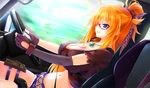  1girl blonde_hair breasts car cleavage driving game_cg glasses hayakawa_harui highres hirohara_honoka jewelry lass long_hair motor_vehicle necklace shoujo_shin'iki_shoujo_tengoku the_garden_of_fifth_zoa vehicle 