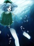  backpack bad_id bad_pixiv_id bag blue_eyes blue_hair bubble hair_bobbles hair_ornament hat highres invisible kawashiro_nitori key looking_at_viewer nishi_masakazu open_mouth short_hair solo touhou two_side_up underwater water 