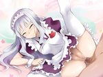  anal anus apron arm_support blush breasts censored closed_eyes clothed_sex cum cum_in_ass hairband idolmaster idolmaster_(classic) kaiga long_hair lying maid maid_headdress medium_breasts mosaic_censoring on_side penis pubic_hair puffy_sleeves pussy sex shijou_takane short_sleeves silver_hair solo_focus spread_legs thighhighs very_long_hair white_legwear wince 