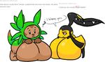  big_breasts breasts chespin english_text female huge_breasts jigglybutts mawile nintendo pok&#233;mon pok&eacute;mon text video_games 