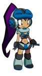  armor artist_request beck_(mighty_no._9) beck_(mighty_no._9)_(cosplay) bikini_armor blush_stickers breasts cleavage cosplay dark_skin full_body helmet long_hair medium_breasts midriff mighty_no._9 navel official_art purple_hair shantae:_half-genie_hero shantae_(character) shantae_(series) smile solo standing transparent_background very_long_hair 