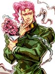  bad_id bad_pixiv_id bouquet flower gabriel_(dadaist) gakuran hierophant_green jojo_no_kimyou_na_bouken kakyouin_noriaki male_focus manly pink_hair school_uniform solo stand_(jojo) tentacles 
