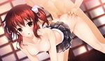  1girl ass ass_grab blush breasts brown_hair buttjob censored collarbone game_cg hayakawa_harui highres nipples penis plaid plaid_skirt red_eyes shoujo_shin'iki_shoujo_tengoku skirt the_garden_of_fifth_zoa tsukamine_miori twintails 