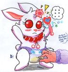  blush colored_pencil_(art) conejoblanco cub cute diaper female jewel_pet lagomorph mammal marker_(art) mixed_media rabbit ruby_(jewel_pet) traditional_media urine wet young 
