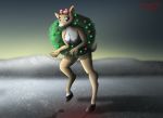 2018 anthro breasts cervine christmas clarice_(rudolph_the_red-nosed_reindeer) darthmaul1999 digitigrade female glowing holidays hooves ice mammal nipples nude outside pussy reflection reindeer walking wreath 