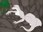  4_fingers albino anthro big_breasts breasts cave draekos female forked_tongue kodaku long_tongue nags nude pose red_eyes reptile scalie snake solo tongue tongue_out white_body 