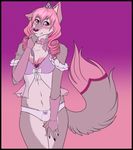  canine female lingerie looking_at_viewer lorena mammal purple_eyes solo wolf 