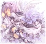  bad_id bad_pixiv_id bow closed_eyes dress eiyuu_densetsu frills full_body hairband kneehighs lying on_side purple_hair renne ribbon satou_(una-vittima) shoes short_hair sleeping solo sora_no_kiseki wings 