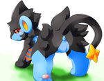  anus female grass looking_back luxray nintendo open_mouth plump_labia pok&#233;mon pussy red_eyes solo tomcat_in_sky video_games 