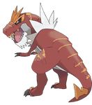  claws dinosaur downscaled fangs gen_6_pokemon md5_mismatch no_humans open_mouth pokemon pokemon_(creature) red_skin resized theangryaron transparent_background tyrantrum 