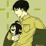  black_hair chibi levi_(shingeki_no_kyojin) monster monster_boy rogue_titan shingeki_no_kyojin short_hair simple_background 