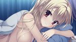  afterglow amairo_islenauts bed blonde_hair blush breasts game_cg kobuichi long_hair looking_at_viewer medium_breasts non-web_source nude red_eyes shirley_warwick solo 